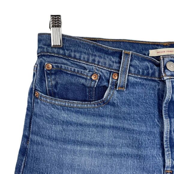 Levi's Wedgie Straight Premium Denim Button Fly Jeans Raw Hem Womens Size 31 - Picture 4 of 15